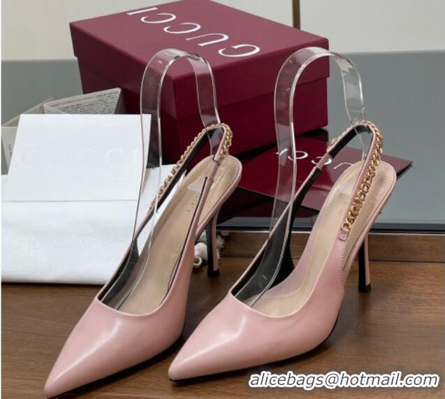 Pretty Style Gucci Signoria Slingback Pumps 10.5cm in Calfskin Leather Light Pink 1119162