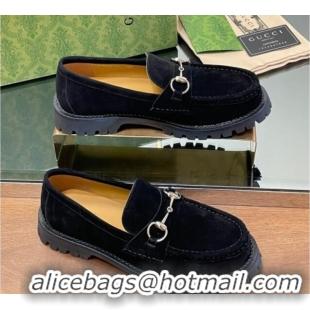 Best Product Gucci Suede Loafers with Horsebit Black 1231114