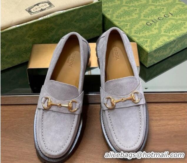 Luxurious Gucci Suede Loafers with Horsebit Purple 1231117