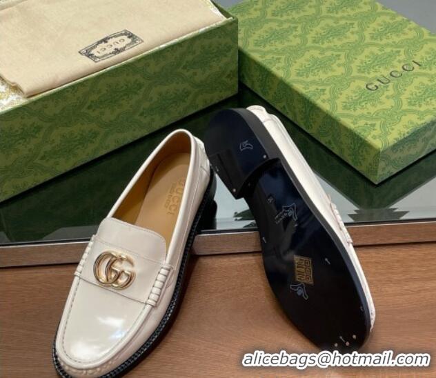 Most Popular Gucci Shiny Leather Loafers with GG White 1231153