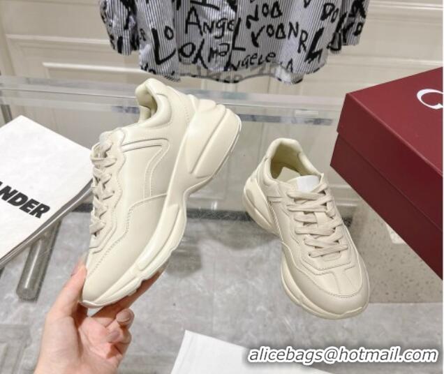 Luxury Gucci Rhyton Leather Sneakers with 'Gucci G 1921' Print Ivory White 1231156