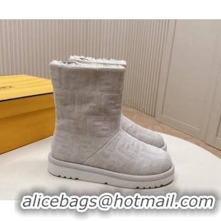 Low Cost Fendi Apres Chic Snow Boots in FF Suede Light Grey 1224003