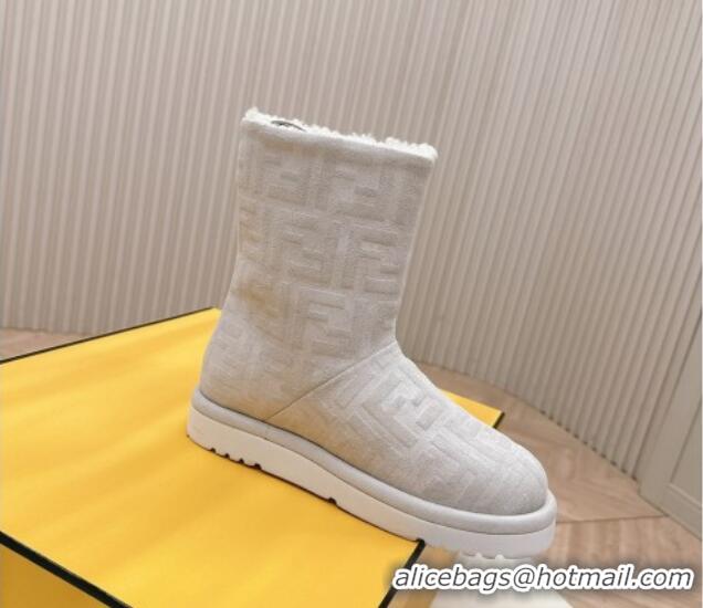 Low Cost Fendi Apres Chic Snow Boots in FF Suede Light Grey 1224003