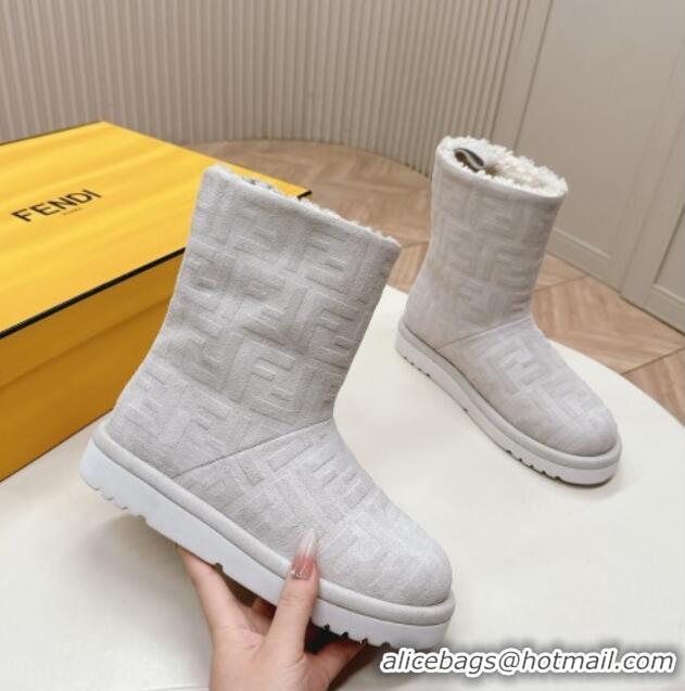 Low Cost Fendi Apres Chic Snow Boots in FF Suede Light Grey 1224003