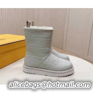 Good Product Fendi Apres Chic Snow Boots in FF Leather Light Grey 1224004