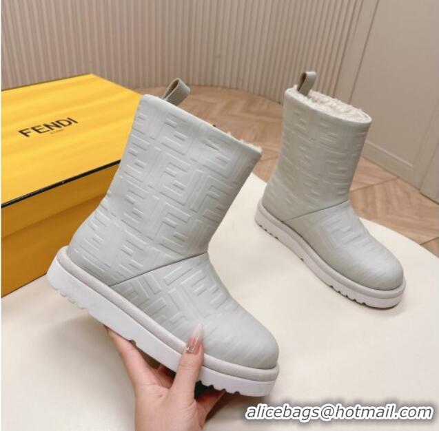 Good Product Fendi Apres Chic Snow Boots in FF Leather Light Grey 1224004