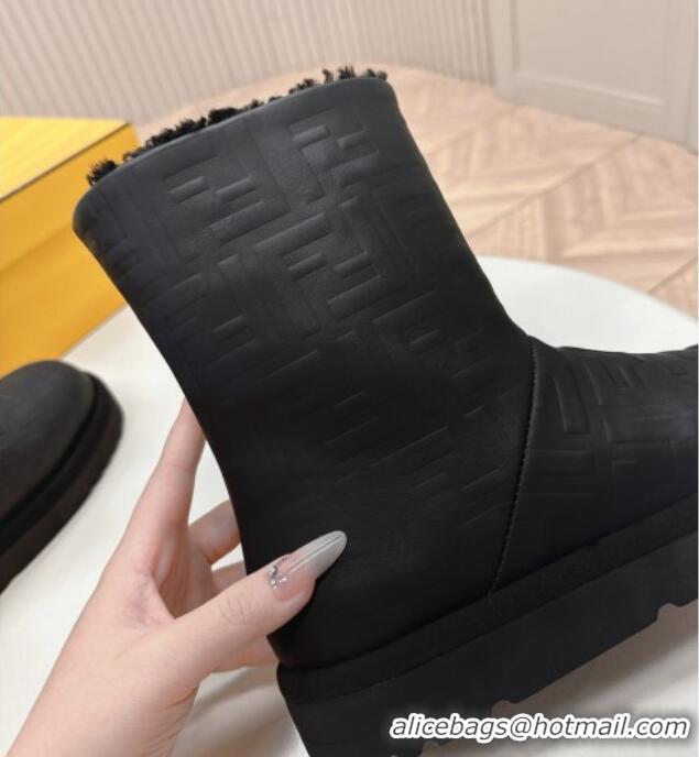 Purchase Fendi Apres Chic Snow Boots in FF Leather Black 1224005