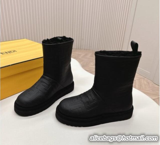 Purchase Fendi Apres Chic Snow Boots in FF Leather Black 1224005