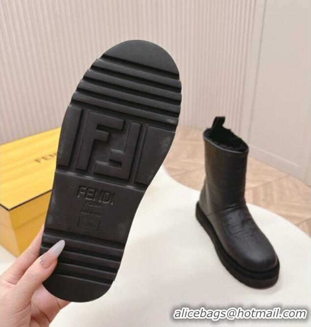 Purchase Fendi Apres Chic Snow Boots in FF Leather Black 1224005