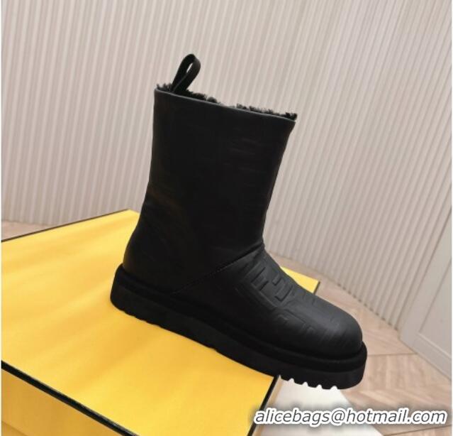 Purchase Fendi Apres Chic Snow Boots in FF Leather Black 1224005