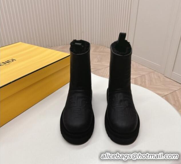 Purchase Fendi Apres Chic Snow Boots in FF Leather Black 1224005