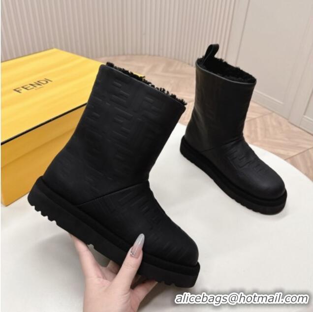 Purchase Fendi Apres Chic Snow Boots in FF Leather Black 1224005