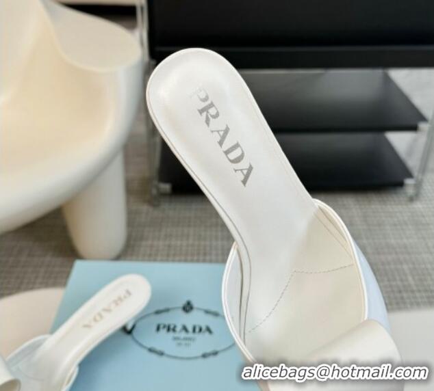 Stylish Prada Brushed Leather Pointed Mules with Foldover White 1227006