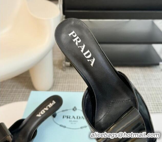 Hot Style Prada Brushed Leather Pointed Mules with Foldover Black 1227007