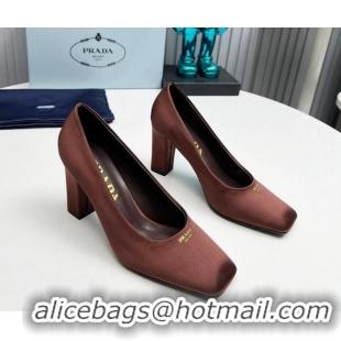 Best Product Prada Satin high heeled pumps 9cm Brown 1227020