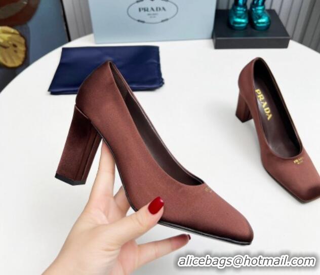 Best Product Prada Satin high heeled pumps 9cm Brown 1227020