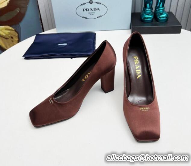 Best Product Prada Satin high heeled pumps 9cm Brown 1227020