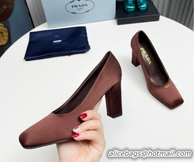 Best Product Prada Satin high heeled pumps 9cm Brown 1227020