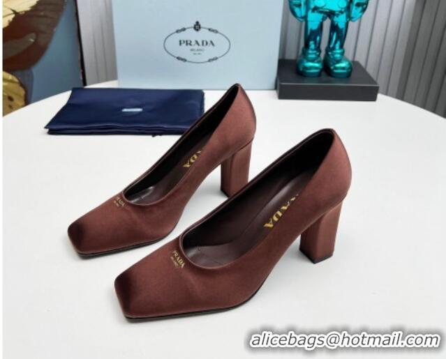 Best Product Prada Satin high heeled pumps 9cm Brown 1227020