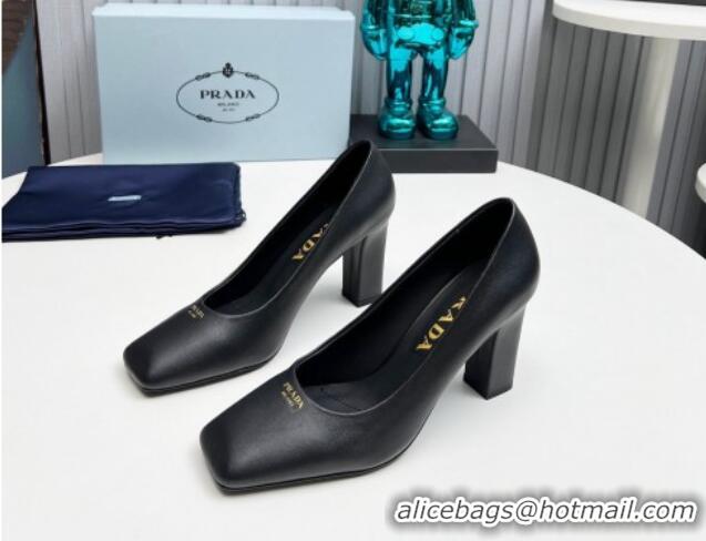 Good Looking Prada Calf leather high heeled pumps 9cm Black 1227022