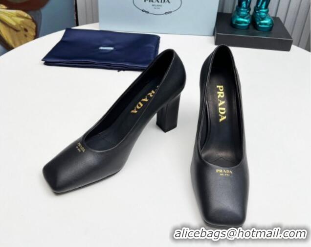 Good Looking Prada Calf leather high heeled pumps 9cm Black 1227022