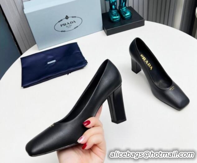 Good Looking Prada Calf leather high heeled pumps 9cm Black 1227022