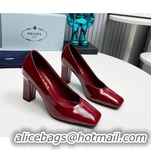 Sumptuous Prada Patent leather high heeled pumps 9cm Burgundy 1227024