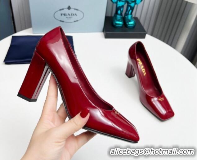 Sumptuous Prada Patent leather high heeled pumps 9cm Burgundy 1227024