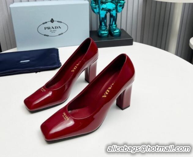 Sumptuous Prada Patent leather high heeled pumps 9cm Burgundy 1227024