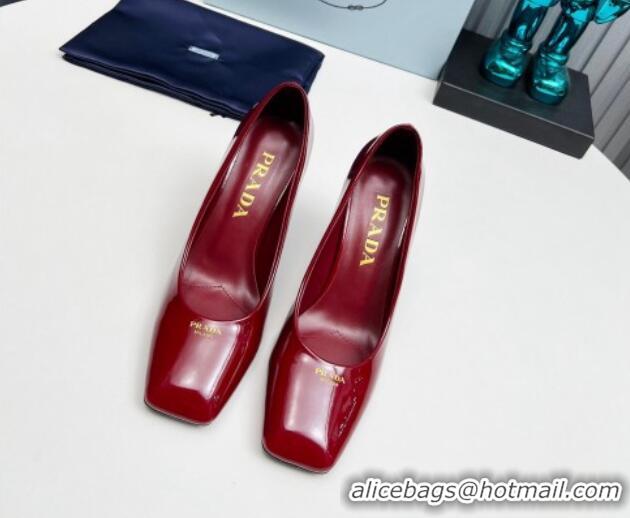 Sumptuous Prada Patent leather high heeled pumps 9cm Burgundy 1227024