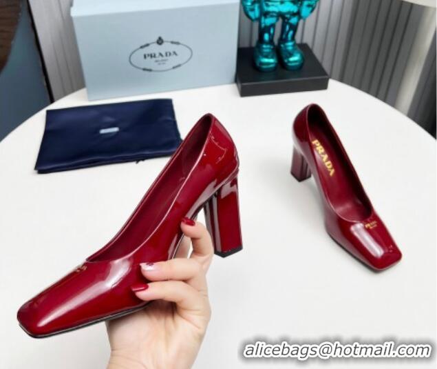 Sumptuous Prada Patent leather high heeled pumps 9cm Burgundy 1227024