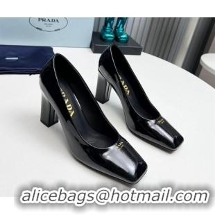 Unique Style Prada Patent leather high heeled pumps 9cm Black 1227026