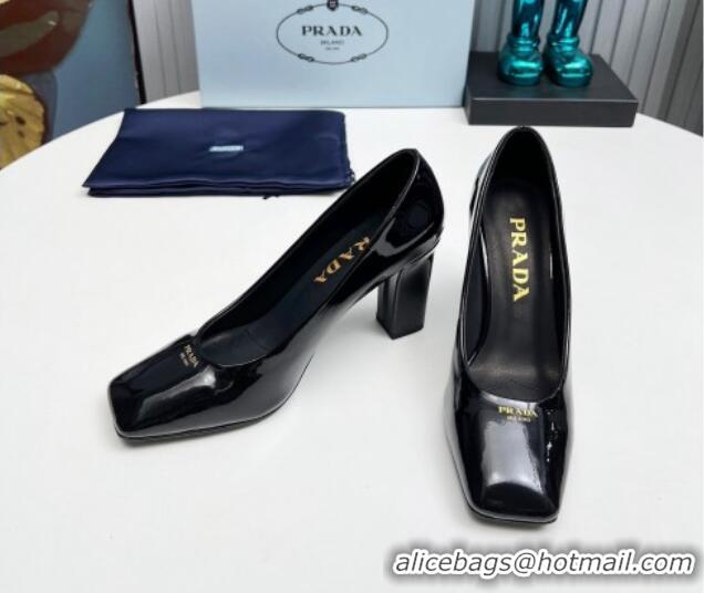 Unique Style Prada Patent leather high heeled pumps 9cm Black 1227026