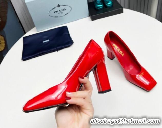 Good Quality Prada Patent leather high heeled pumps 9cm Red 1227027