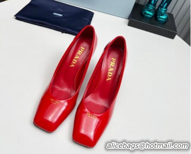 Good Quality Prada Patent leather high heeled pumps 9cm Red 1227027