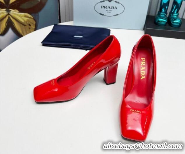 Good Quality Prada Patent leather high heeled pumps 9cm Red 1227027