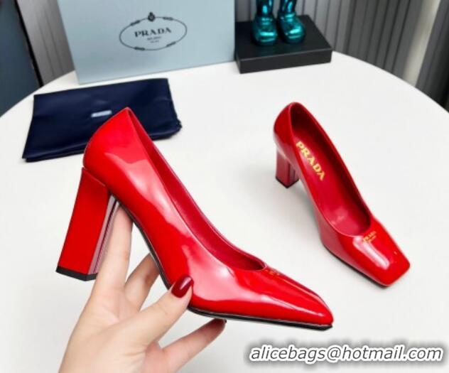 Good Quality Prada Patent leather high heeled pumps 9cm Red 1227027