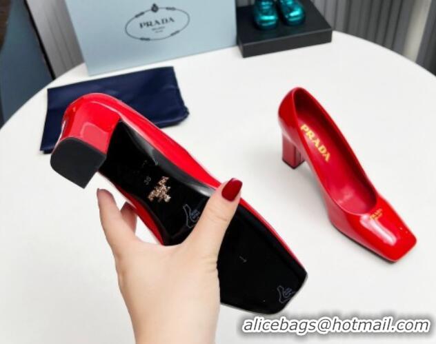 Good Quality Prada Patent leather high heeled pumps 9cm Red 1227027