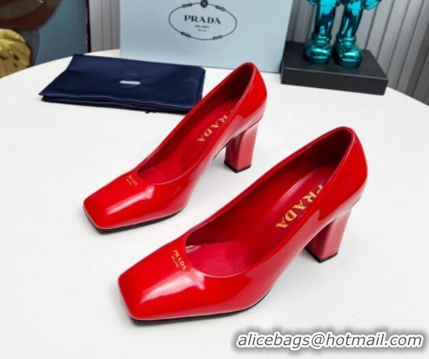 Good Quality Prada Patent leather high heeled pumps 9cm Red 1227027