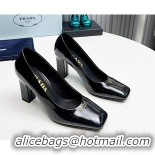 Best Product Prada Brushed leather high heeled pumps 9cm Black 1227028