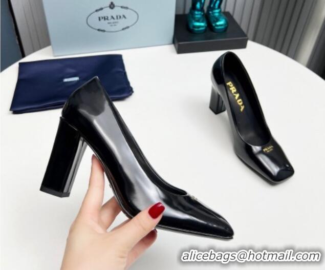 Best Product Prada Brushed leather high heeled pumps 9cm Black 1227028