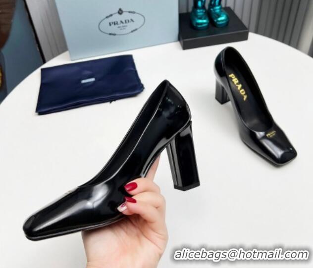 Best Product Prada Brushed leather high heeled pumps 9cm Black 1227028