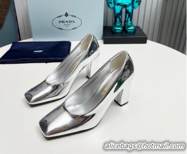 Good Looking Prada Patent leather high heeled pumps 9cm Silver 1227029