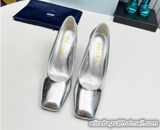 Good Looking Prada Patent leather high heeled pumps 9cm Silver 1227029