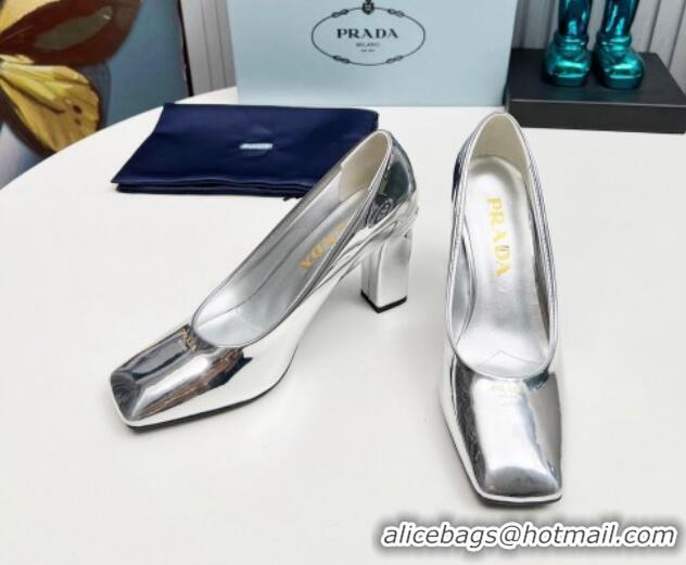 Good Looking Prada Patent leather high heeled pumps 9cm Silver 1227029