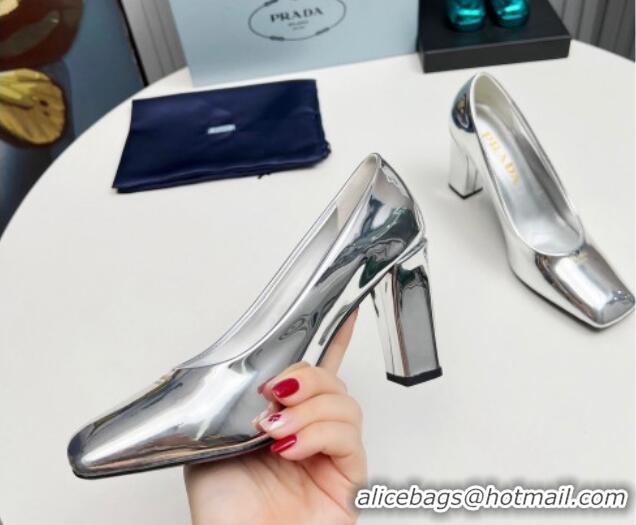 Good Looking Prada Patent leather high heeled pumps 9cm Silver 1227029