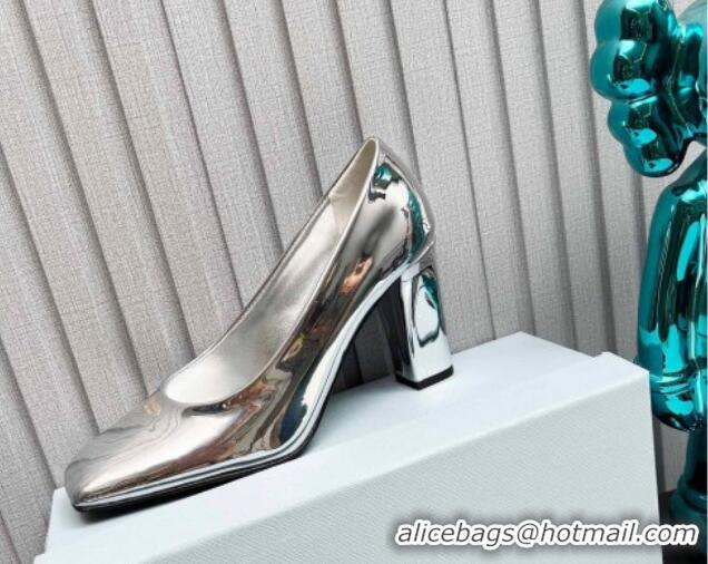 Good Looking Prada Patent leather high heeled pumps 9cm Silver 1227029