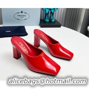 Low Cost Prada Patent leather high heeled mules 9cm Red 1227037