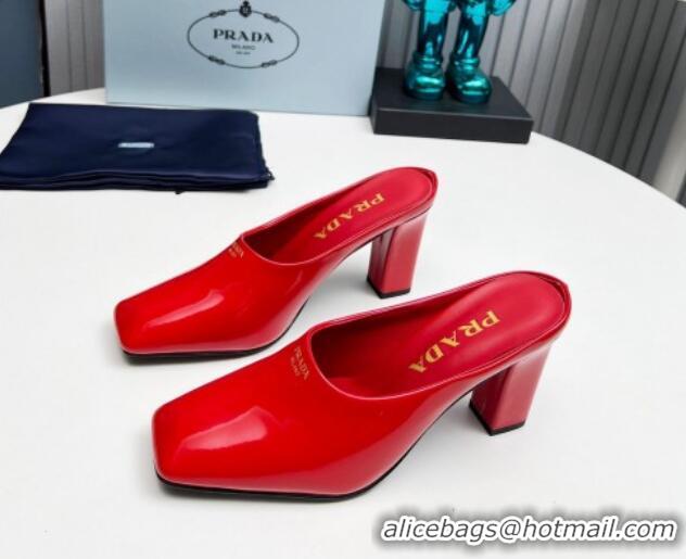 Low Cost Prada Patent leather high heeled mules 9cm Red 1227037