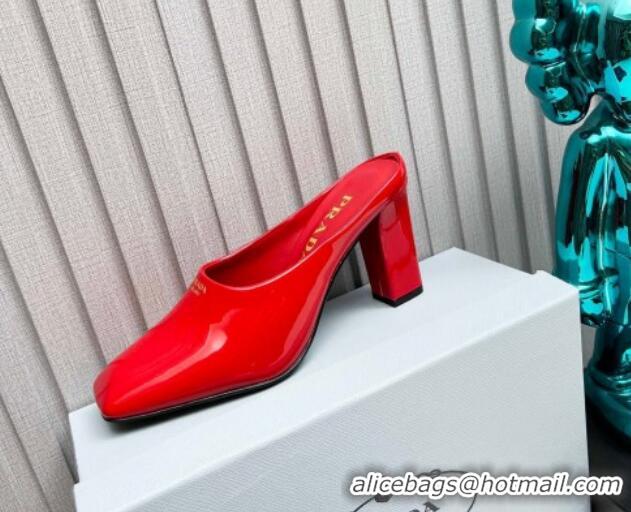 Low Cost Prada Patent leather high heeled mules 9cm Red 1227037